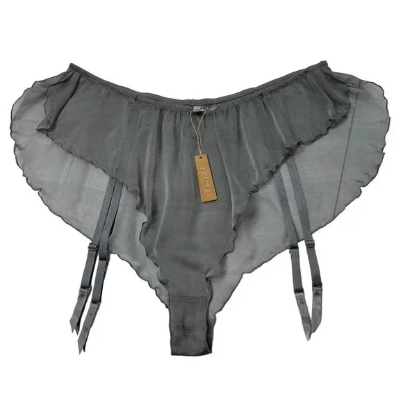 SKIMS Romance Garter Bikini Charcoal Womens XL - Picture 2 of 16